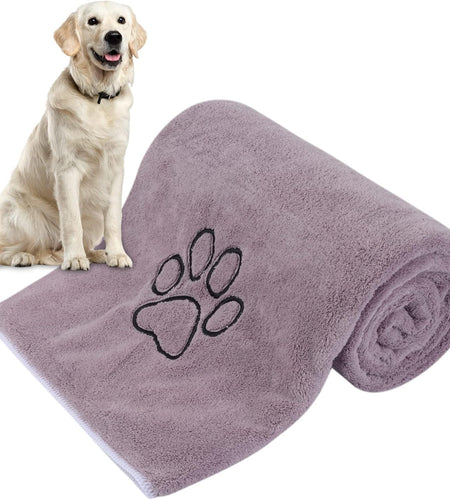 Dog Towel Super Absorbent Pet Bath Towel Microfiber Dog Drying Towel for Small, Medium, Large Dogs and Cats 30Inch X 50Inch Purple