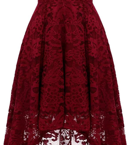 Women'S Halter Floral Lace Cocktail Party Dress Hi-Lo Bridesmaid Dress