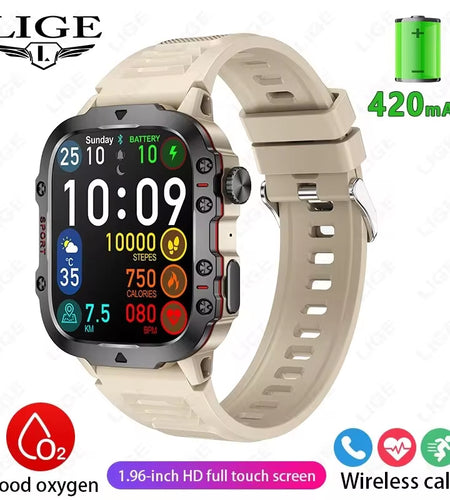 New Smart Watch 1.96 Inch Screen 420 Mah Bluetooth Call Voice Assistant Watch Sports Fitness Waterproof Smartwatch for Men